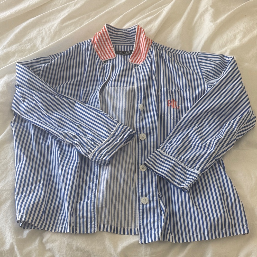 Vintage Ralph Lauren Stripped cotton shirt w RL Embroidery
